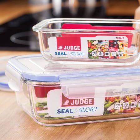 Judge food casserole, borosilicate glass, 15x11x5.8 cm, transparent/blue [6]