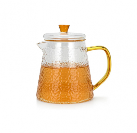 Fissman teapot with infuser, borosilicate glass, 15x11x14 cm, 600 ml, transparent/yellow [1]