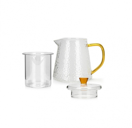 Fissman teapot with infuser, borosilicate glass, 15x11x14 cm, 600 ml, transparent/yellow [2]