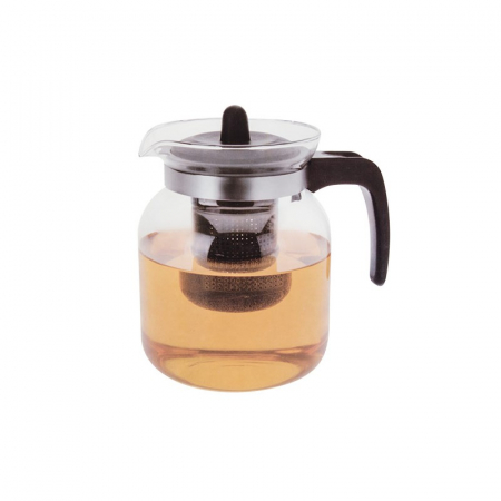 Ceainic cu infuzor Excellent Houseware, sticla/plastic, 16 x 10.5 cm, transparent/negru [2]