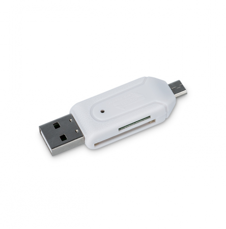 Accesorii telefoane - Cititor de carduri Forever OTG ,microSD / SD USB + microUSB, alb