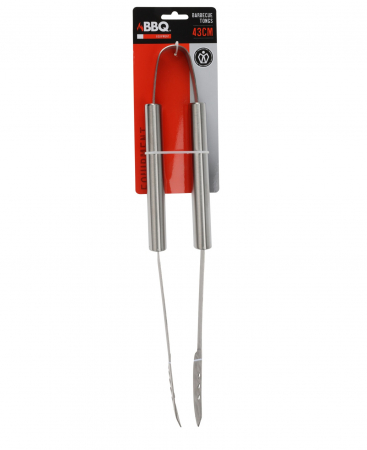 Ustensile gratar - Cleste gratar BBQ, otel inoxidabil, 43 cm, argintiu