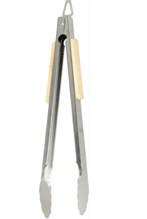 Ustensile gratar - Cleste gratar Vaggan, otel inoxidabil/lemn, 37 cm, argintiu/maro