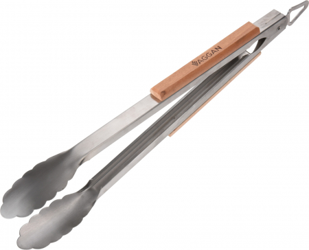 Gradina - Cleste gratar Vaggan, otel inoxidabil/lemn, 45 cm, argintiu/maro