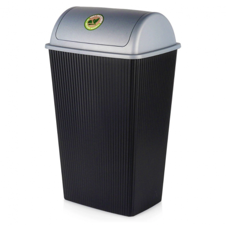 Cosuri gunoi - Cos de gunoi Excellent Houseware, plastic, 38x30x64 cm, 38 l, negru/gri