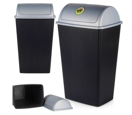 Cos de gunoi Excellent Houseware, plastic, 38x30x64 cm, 38 l, negru/gri [5]