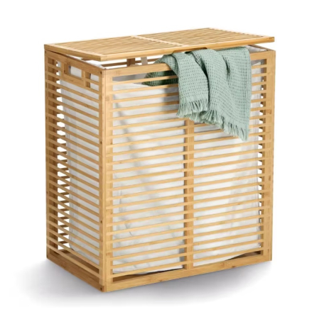 Cos de rufe Zeller, bambus/bumbac, 54x33x61 cm, maro [2]