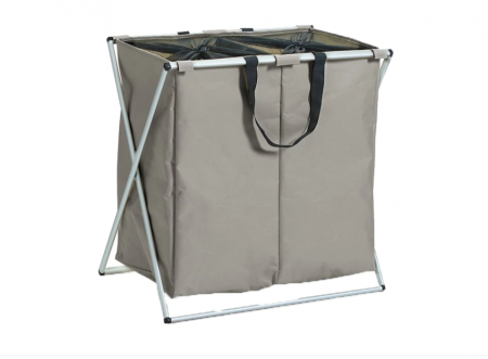 Cosuri rufe - Cos dublu pentru rufe Zeller, poliester/aluminiu, 59x37x58 cm, gri