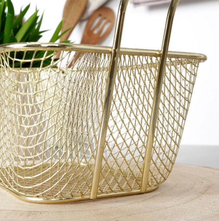 Koopman International French fries serving basket, chrome steel, 23x11x13 cm, gold [3]