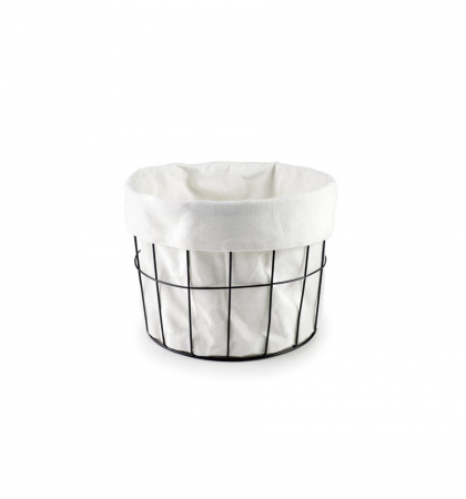 Fructiere si cosuri - Cos servire produse panificatie/fructe Ibili-Accesorios, metal/bumbac, 25x18 cm, alb/negru