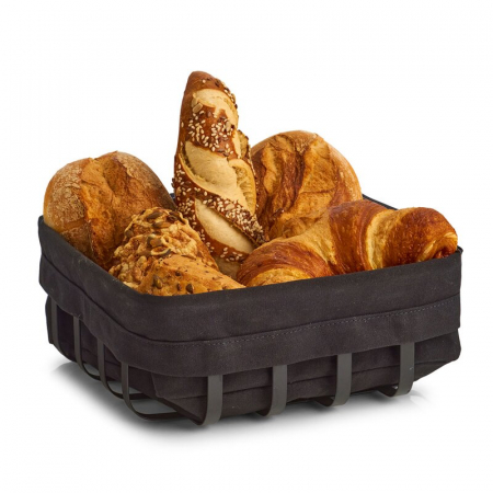 Zeller bakery/fruit serving basket, metal/textile, 22x22x9 cm, black [1]