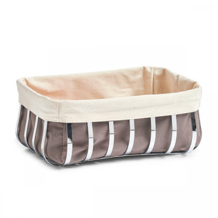 Fructiere si cosuri - Cos servire produse panificatie Zeller, metal/bumbac, 33x24x13 cm, gri/crem