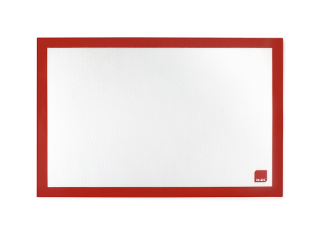 Tavi copt - Covoras pentru copt Ibili, silicon/fibra de sticla, 40x30 cm, alb/rosu