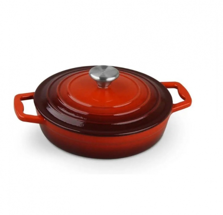 Cookware - Carl Schmidt Sohn-Xanten saucepan with lid, cast iron, 22x5.8 cm, red and white