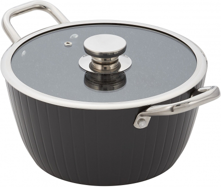 Cookware - Judge Evertough saucepan with lid, stainless steel/aluminum, 24 cm, silver/black