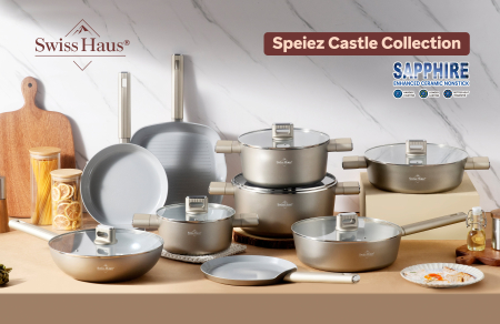 Cratita cu capac Swiss Haus-Speiez Castle, aluminiu forjat, 26x8 cm, 3.6 l, sampanie [1]