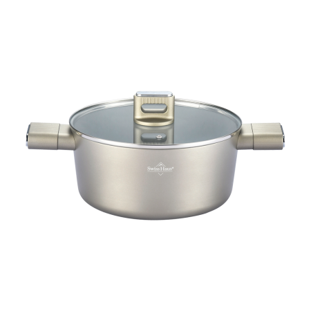 Oale - Cratita cu capac Swiss Haus-Speiez Castle, aluminiu presat, 20x9 cm, 2.6 l, sampanie