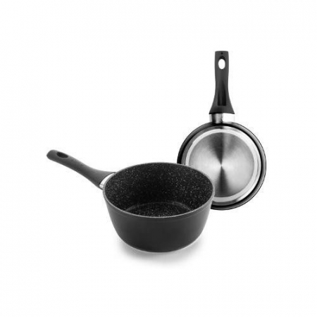 Pots - Ibili-Natura saucepan, aluminum, 16x7.5 cm, 1.5 l, black