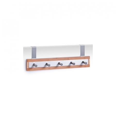 Hooks - Zeller door hanger, bamboo, 36x8x12.5 cm, brown/silver