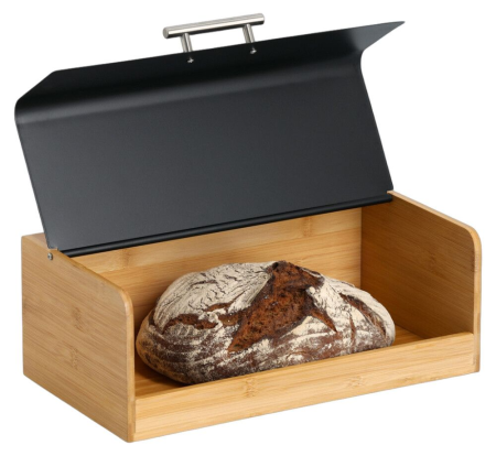 Cutie paine Zeller, bambus/metal, 36x20x13 cm, maro/negru [1]