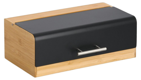Cutii pentru paine - Cutie paine Zeller, bambus/metal, 36x20x13 cm, maro/negru