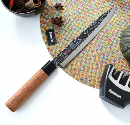 Fissman-Kensei Ittosai slicing knife, AUS-8 steel, 20 cm, silver/brown [3]