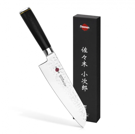 Fissman-Kensei Kojiro Santoku knife, AUS-8 steel, 18 cm, silver/black [1]