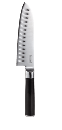 Ustensile pentru gatit - Cutit santoku Stellar-Poise, otel X50 CroMov14, 30x4.5x2.5 cm, argintiu/negru