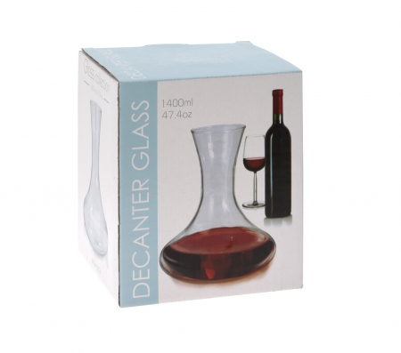 Suporturi si accesorii vin - Decantor vin Excellent Houseware, sticla, 18x22 cm, 1.4 l, transparent