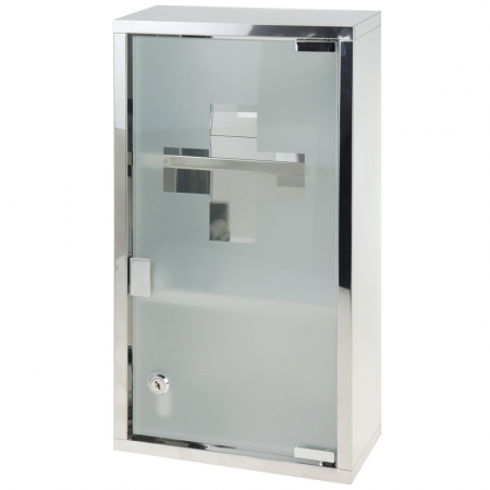 Dulap depozitare medicamente Bathroom Solutions, otel inoxidabil/sticla, 25x12x48 cm, argintiu [0]