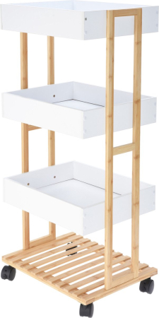 Dulap mobil bucatarie Excellent Houseware, bambus/MDF, 39x30x87 cm, alb/maro [1]