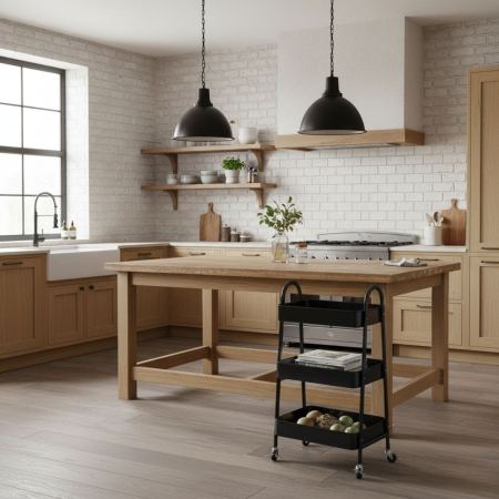 Dulap mobil bucatarie Excellent Houseware, metal, 44x32x80 cm, negru [3]