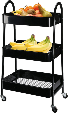 Obiecte mobilier - Dulap mobil bucatarie Excellent Houseware, metal, 44x32x80 cm, negru