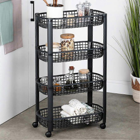 Dulap mobil bucatarie Excellent Houseware, plastic, 46x26x79 cm, negru [2]