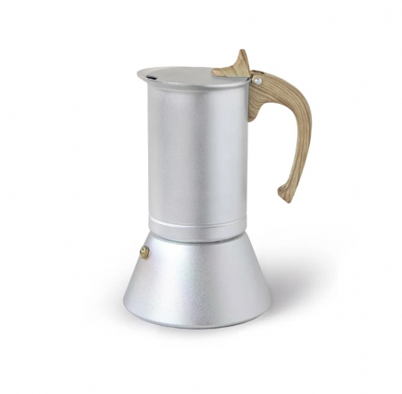 Espressoare si accesorii cafea - Espressor Fissman, aluminiu, 15.5x12x20 cm, 300 ml, 6 portii, argintiu/maro