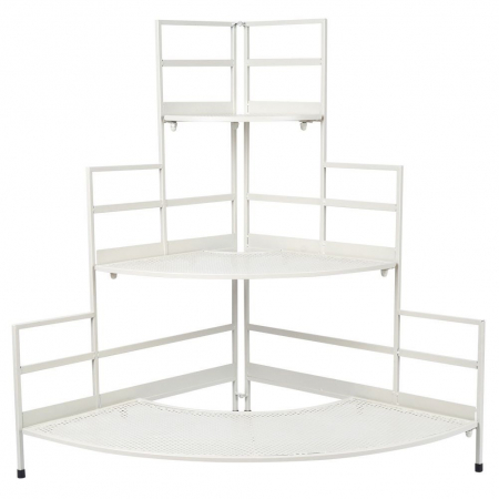 Etajera de colt pentru plante Koopman, metal, 84x60x84 cm, alb [2]