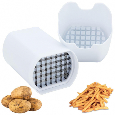 Prese, tocatoare si feliatoare alimente - Feliator cartofi pai Excellent Houseware, plastic/otel inoxidabil, 10x7.7x13 cm, alb