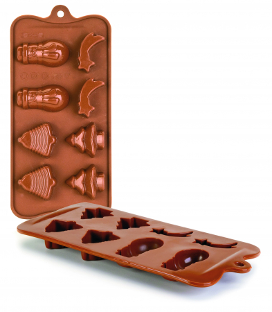 Tavi si forme prajituri - Forma bomboane ciocolata Ibili-Flexible Chocolate, silicon, 10.5x21x2.5 cm, maro