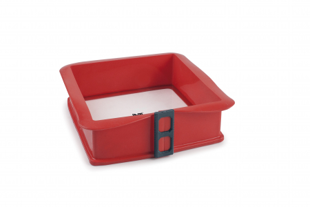 Tavi detasabile - Forma tort detasabila Ibili-Strawberry, silicon/sticla temorezistenta, 25x25x7.5 cm, rosu