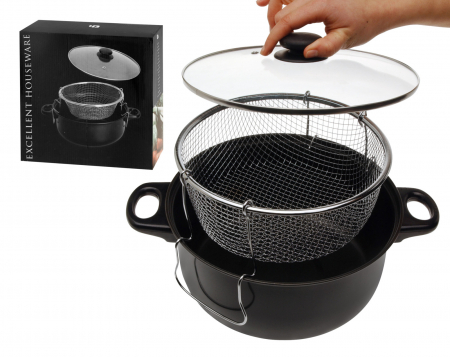 Friteuza Excelent Houseware-Basic, otel carbon, 21x9 cm, 3.5 l, negru [2]