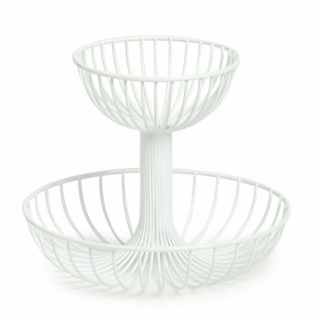 Articole pentru servire - Fructiera dubla Zeller, metal, 32x26cm, alb