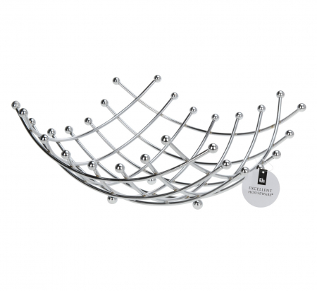 Fructiere si cosuri - Fructiera Excellent Houseware, otel cromat, 31x31x14 cm, argintiu