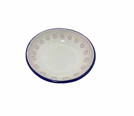 Ibili-Blanca fruit bowl, enameled steel, 26x6 cm, white/blue [1]