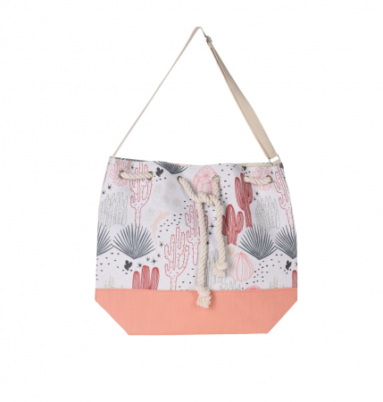 Beach Bags - Excellent Houseware beach bag, polyester/jute, 54x44 cm, orange/white