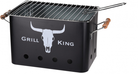 Garden - Rectangular BBQ-Grill King, zinc, 32x20x20 cm, black