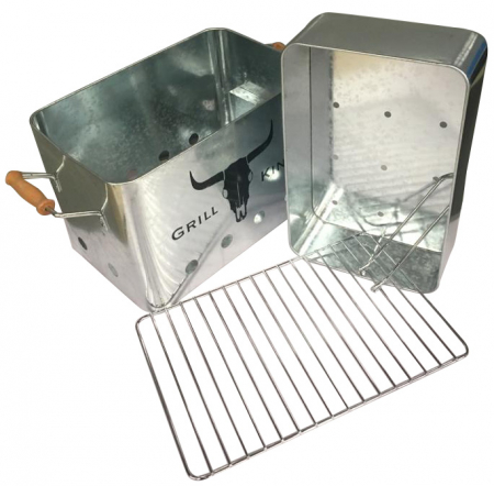 Gratar rectangular BBQ-Grill King, zinc, 32x20x20 cm, argintiu [2]