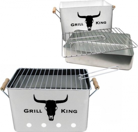 Gratar rectangular BBQ-Grill King, zinc, 32x20x20 cm, argintiu [1]
