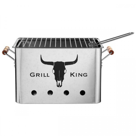 Barbecues - Rectangular BBQ-Grill King, zinc, 32x20x20 cm, silver