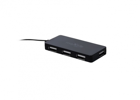 PC & Periferice - Hub Maxlife Home Office USB 2.0, 4xUSB 2.0 cu prelungire cablu USB 1.5m, 40Mb/s, negru