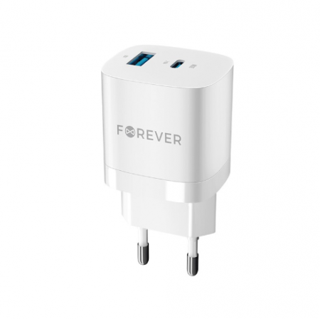 Accesorii telefoane - Incarcator retea Forever TC-05 GaN PD QC, fast charger, USB-C si USB, 33 W,alb